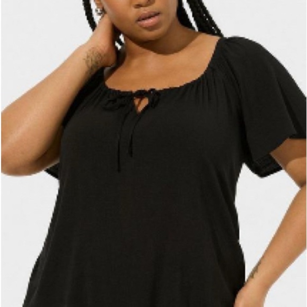 Torrid 00 Rayon Slub Flutter Short Sleeve Top